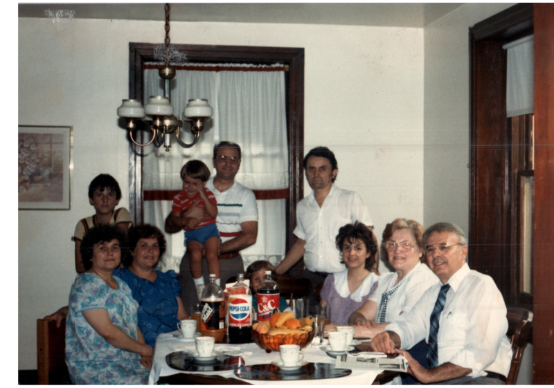 A group dines with the Bogdans