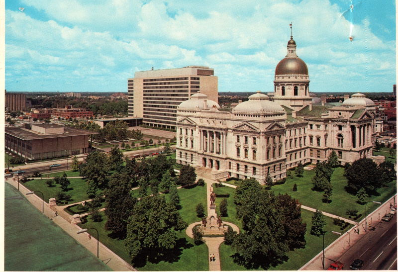 Postcard with a picture of the Indiana State Capitol Building for General Council in Indianapolis