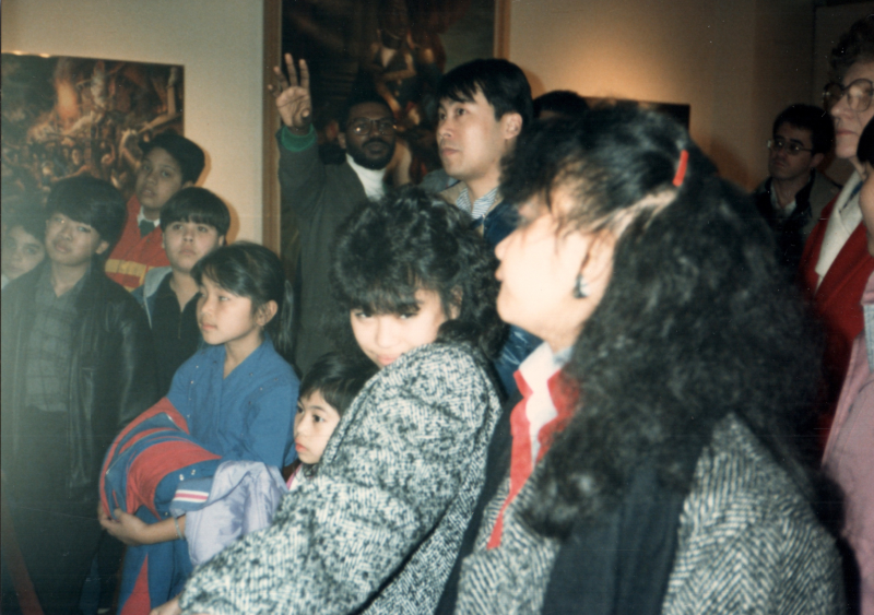Congregants gather together in a room