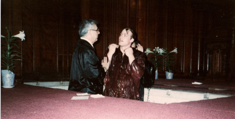 A person is baptized