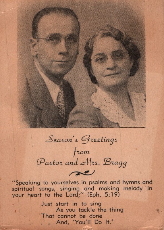 Season's Greetings from Rev. and Mrs. Bragg