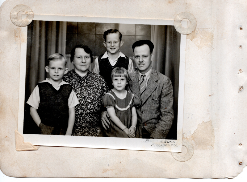 Picture of the Waggoner family with a caption reading Mussoorie, where they served as missionaries in India