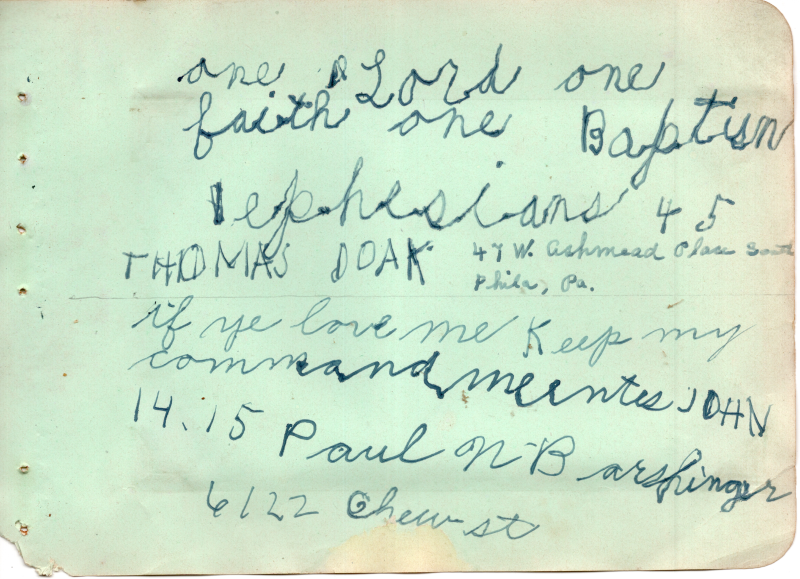 Scriptures written by Thomas Doak and Paul N. Barshinger