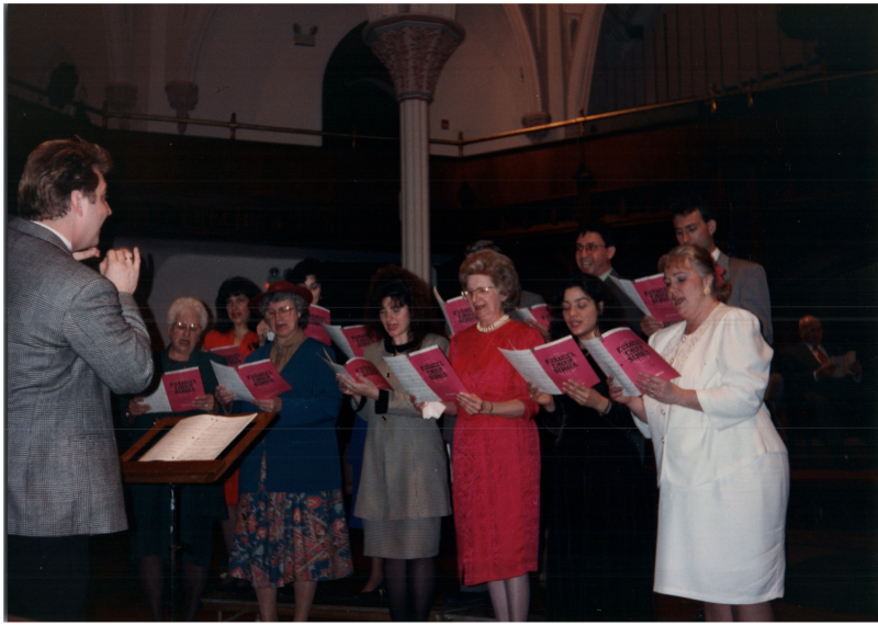 A choir of women sings