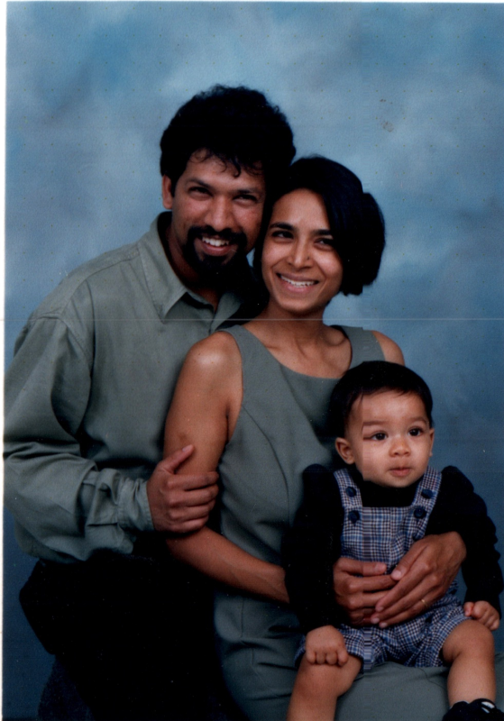 Family portrait of Paul, Anne, and Johnathan Nikhil Paul
