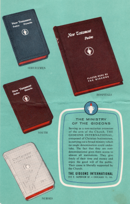 Back cover: more information about the Gideon ministry