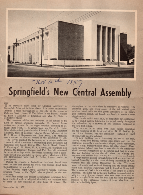 Article about Central Assembly in "The Pentecostal Evangel" Magazine