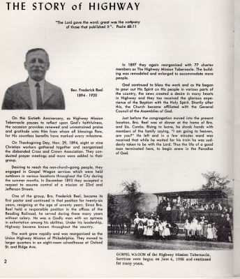 Page four: The History of Highway, Rev. Frederick Reel