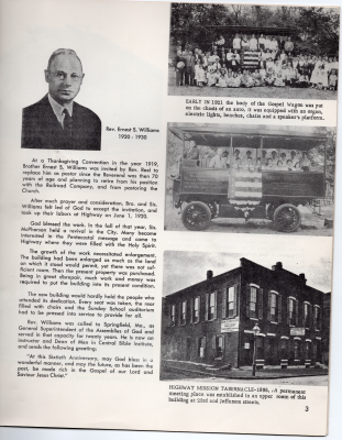 Page five: History of Highway, Rev. Ernest Williams