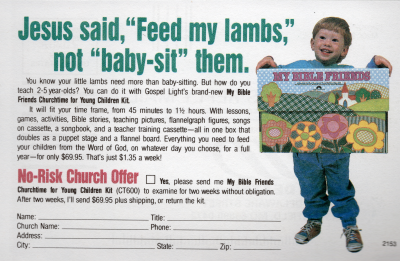 Advertisement for children's Bible toy