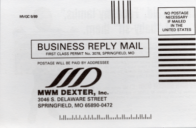 Company's order information, MWM Dexter, Inc. in Springfield, MO
