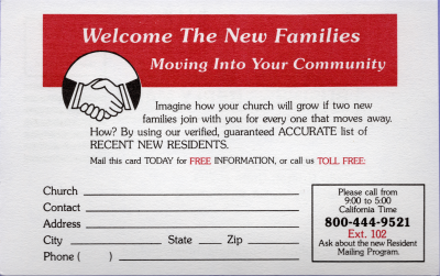 Advertisement for new regional residents list to help grow congregations