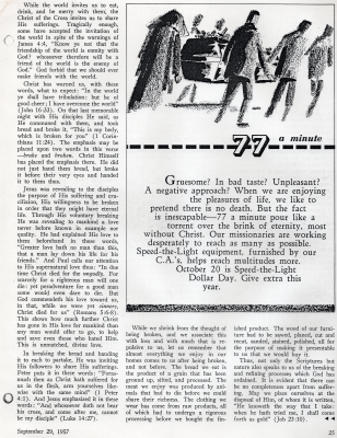 Copy of an article written by Reverend Bragg