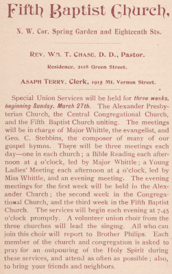 Fifth Baptist announces their intentions to have services together with other local churhes