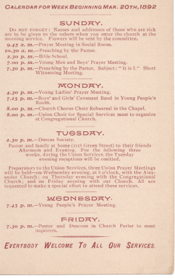 Fifth Baptist lists their union services times and dates