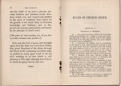 Covenant continued; Rules of Church Order