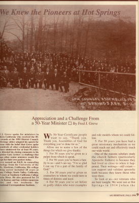 Article: "Appreciation and a Challenge from a 50-Year Minister"