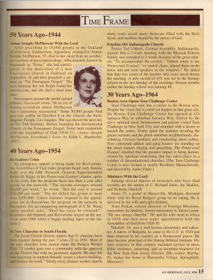 Article: "The Assemblies of God: 'A Good Name'" Timeline of 1944-1994