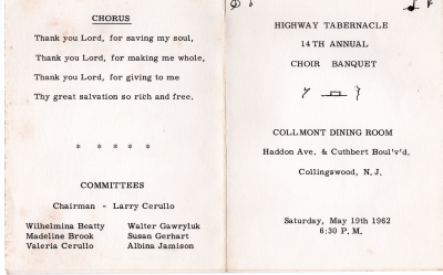 Banquet location and date, chorus lyrics, committee leaders