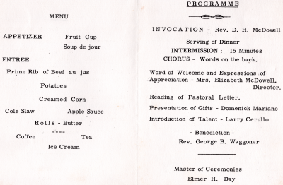 Menu, program