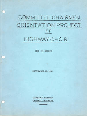 Highway Choir 1962-1963 season orientation packet cover