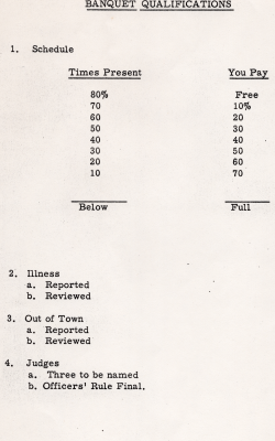 Banquet qualifications and information around absences