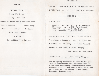Menu, program