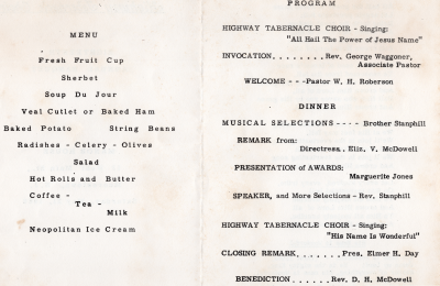 Menu, program