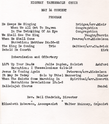 Program of Highway's Choir's performances