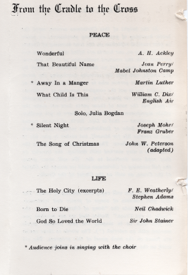 Part three of the program with songs about Peace and Life