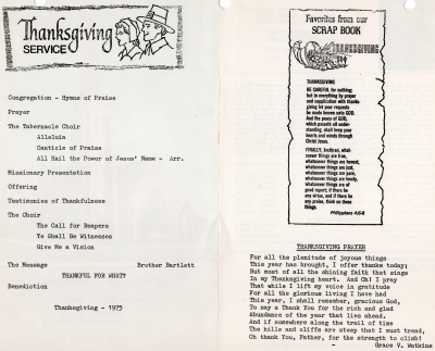 Order of Worship; Phillipians 4:6-8, Thanksgiving Prayer