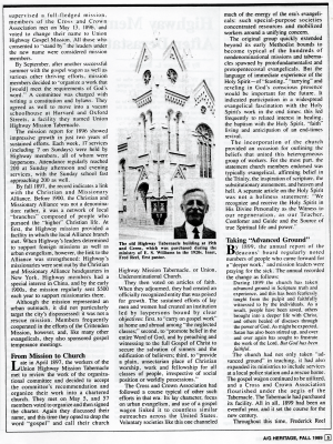 Page five of the magazine, a continuation of "No Cross, No Crown" discusses "From Mission to Church" and "Taking 'Advanced Ground'"