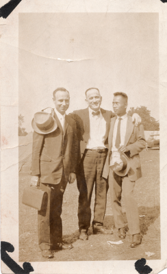 Portrait of Rev. Williams, Dr. Shreve, and Joe Elliott at the Lancaster Camp Meeting