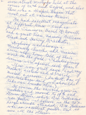 Letter to Pastor Bogdan about Sadie Watson's memories of Highway growing up