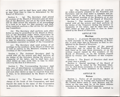 Article VII continued; Article VIII: Meetings, Article IX: Notices