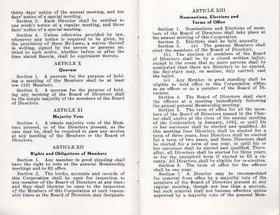 Article X: Quorum; Article XI: Majority Vote; Article XII: Rights and Obligations of Members; Article XIII: Nominations, Elections, and Terms of Office