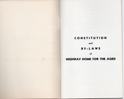 Constitution and By-Laws of Highway Home for the Aged