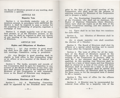 Article IX: Meetings, Article X: Notices, Article XI: Quorum