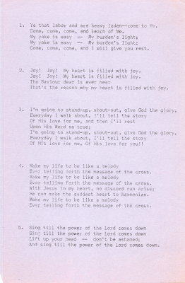 Lyrics to five songs