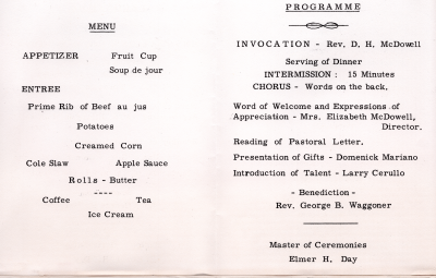 Menu; Program of performances