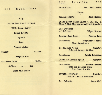 Menu; Program of events