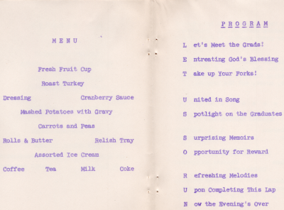 Menu; Program of events