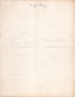 Musical tribute to the life of Elizabeth McDowell, choir directress, with the first page marking this copy of the script as a music copy