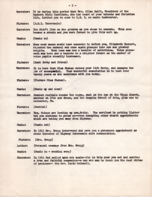 Discusses Aunt Betty's employment path that ultimately ended with her work as a vocal coach and choir directress. Introduces her marriage to Rev. David McDowell