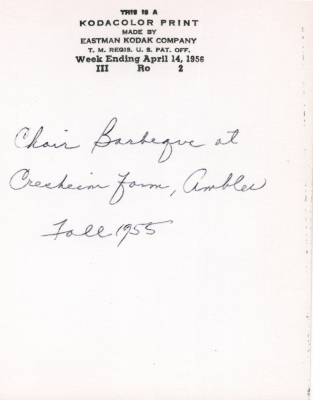 "Choir Barbeque at Cresheim Farm, Ambler, Fall 1955"