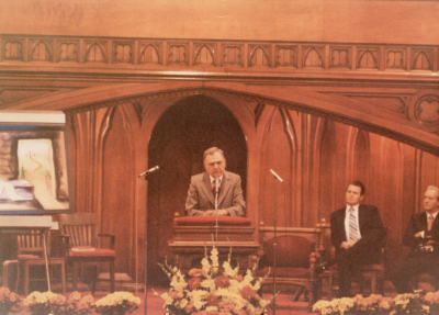 Ernest Kalapathy speaks to the congregation