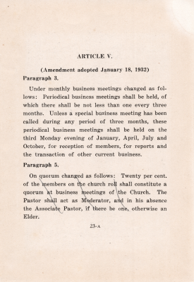 Amendment of Manual: Article V- Meetings