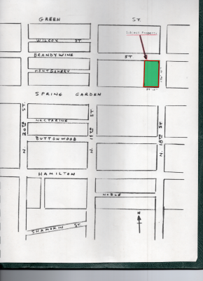 Zoomed in view of the neighborhood with the subject property marked