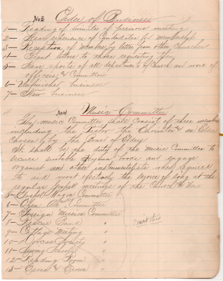 Amendments: #3- Order of Business, #4- Music Committee