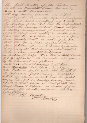 Scheduling services and events, building logistics for meetings, formation of a Relief Committee. Acceptance of a letter from the Whoseoever Gospel Mission, and a decision to have the gospel wagon go out